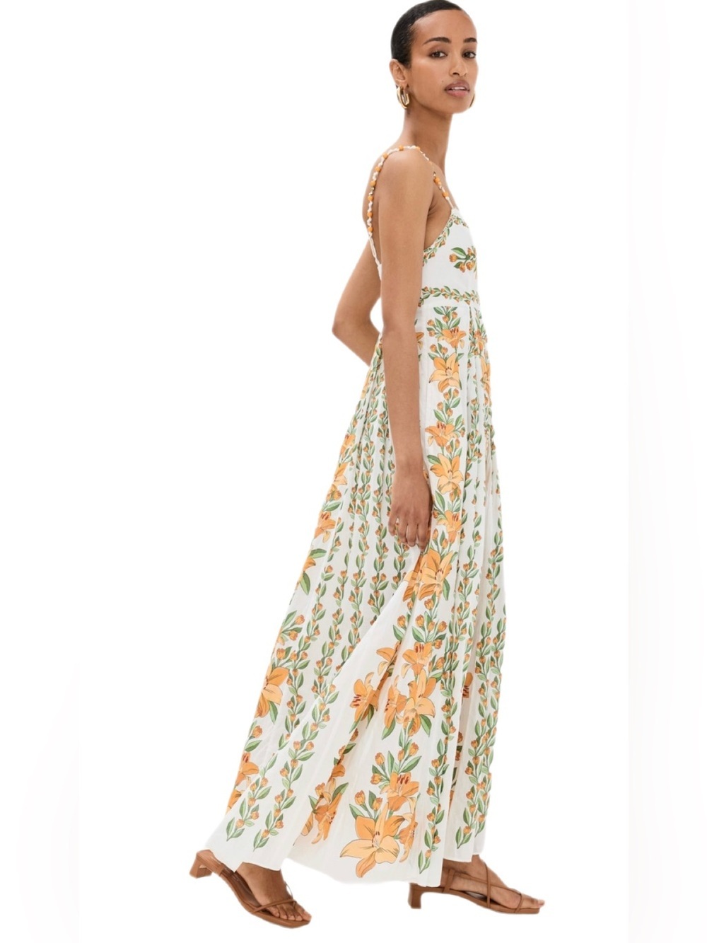 FARM Rio Tropical Lightness Off White Beaded Strap Maxi Dress XL